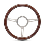 Steering Wheel,Aluminum,13 3/4",Half-wrap,Classic style,Made In USA,Clear anodize spokes,Wood grip