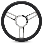 Steering Wheel,Launch style,Symmetrical spokes,Aluminum,13 3/4,Half-wrap,bright clear coat spokes,Black grip