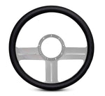 Steering Wheel,G3 style,Aluminum,13 3/4,Half-wrap,Made in the USA,Clear anodized spokes,Black grip