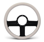 Steering Wheel,G3 style,Aluminum,13 3/4,Half-wrap,Made in the USA,Matte black Fusioncoat spokes,White grip