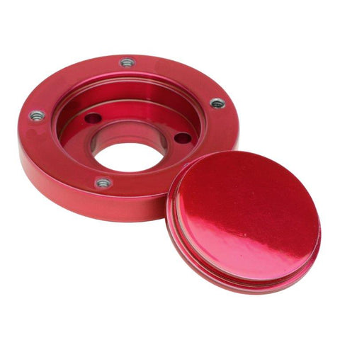 Steering Wheel Hub and Cap,Billet aluminum,Boat,Grant 5 bolt wheels,Bright red Fusioncoat finish