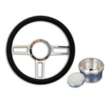 Steering Wheel Kit,Aluminum,13 3/4",Half wrap,Launch,Made In USA,Bright polished spokes,Black grip,GM Adapter kit