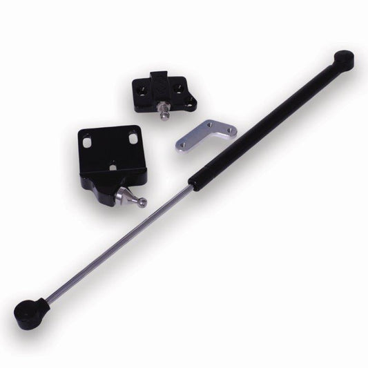 Trunk hinge strut kit,70-81 Camaro,With gas strut & billet aluminum brackets,Gloss black anodized finish