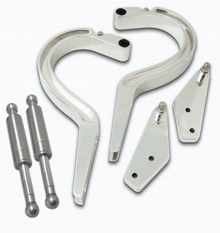 Trunk Hinges,Billet Aluminum,66-67 Nova,Not For Use On Convertible,Gas Struts Included,Bright polished finish