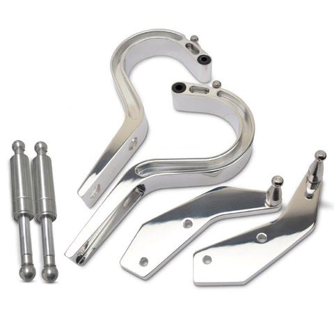 Trunk Hinges,Billet Aluminum,64-65 Chevelle,Not For Use On Convertibles,Gas Struts Included,Bright protective clear coat