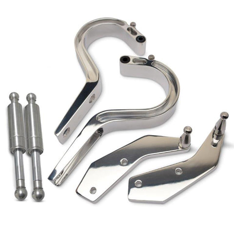Trunk Hinges,Billet Aluminum,64-65 Chevelle,Not For Use On Convertibles,Gas Struts Included,Bright polished finish"