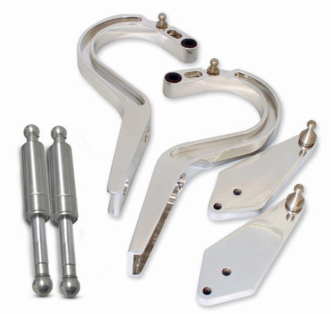 Trunk Hinges,Billet Aluminum,63-65 Nova,Not For Use On Convertible,Gas Struts Included,Bright polished finish"