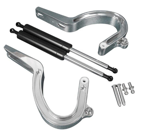 Trunk Hinges,Billet Aluminum,55-57 Chevy Hardtop and Convertibles,Gas Struts Included,Bright polished finish"