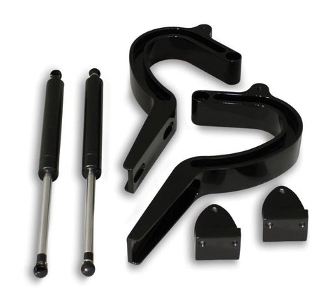 Trunk Hinges,Billet Aluminum,55-57 Chevy Post,Not For Use On Convertibles,Gas Struts Included,Gloss black anodized finis