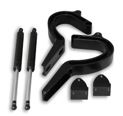 Trunk Hinges,Billet Aluminum,55-57 Chevy Post,Not For Use On Convertibles,Gas Struts Included,Matte black Fusioncoat fin