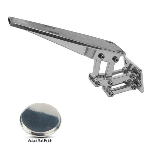 Scissor Hinge,Billet aluminum,Single,No strut,10 1/8" collapsed,14 1/4" fully open,Bright clear finish,Each