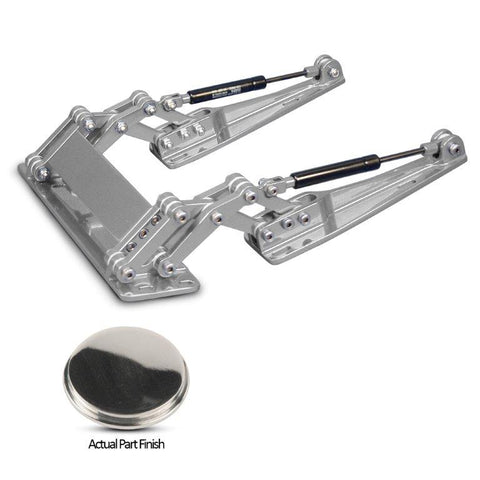 Scissor Hinge,Billet aluminum,Dual,With struts,10 1/8" collapsed,14 1/4"fully open,Bright Polished finish,Each