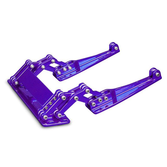 Scissor Hinge,Billet aluminum,Dual,No struts,10 1/8" collapsed,14 1/4" fully open,Bright Purple finish,Each