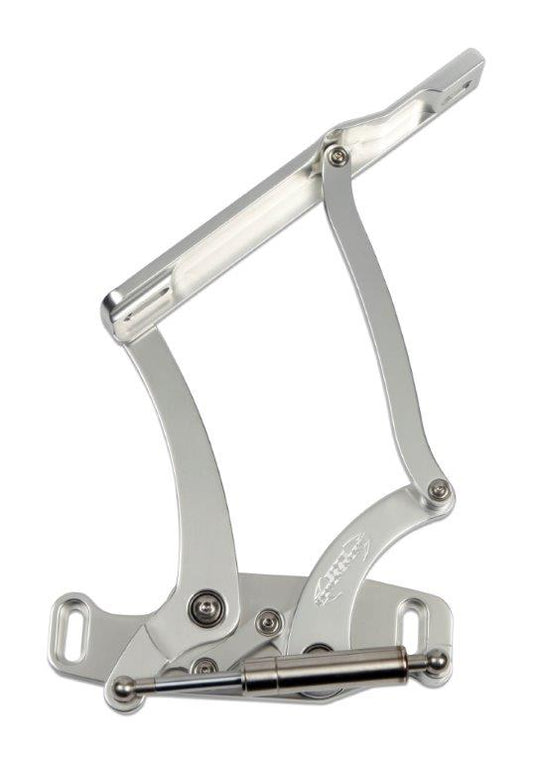 Hood Hinges,Aluminum,64-67 Cutlass,Steel Hood,Stainless Steel Gas Struts Included,Clear anodized finish