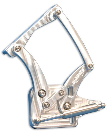 Hood Hinges,Aluminum,64-66 Mustang,Steel Hood,Stainless Steel Gas Struts Included,Raw machined finish