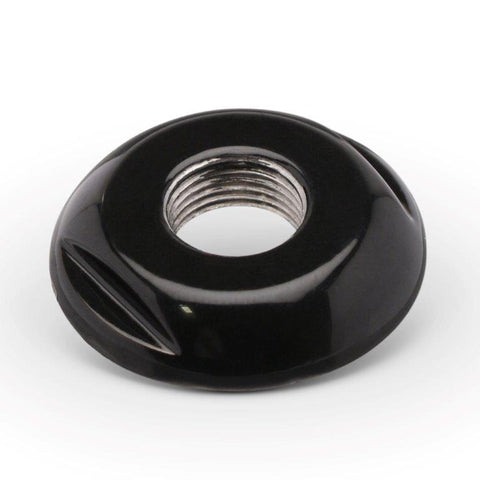 Push/pull Switch Dress-up Bezel,Aluminum,Threads onto switch,3/8-32 threads,1"OD,Matte black finish