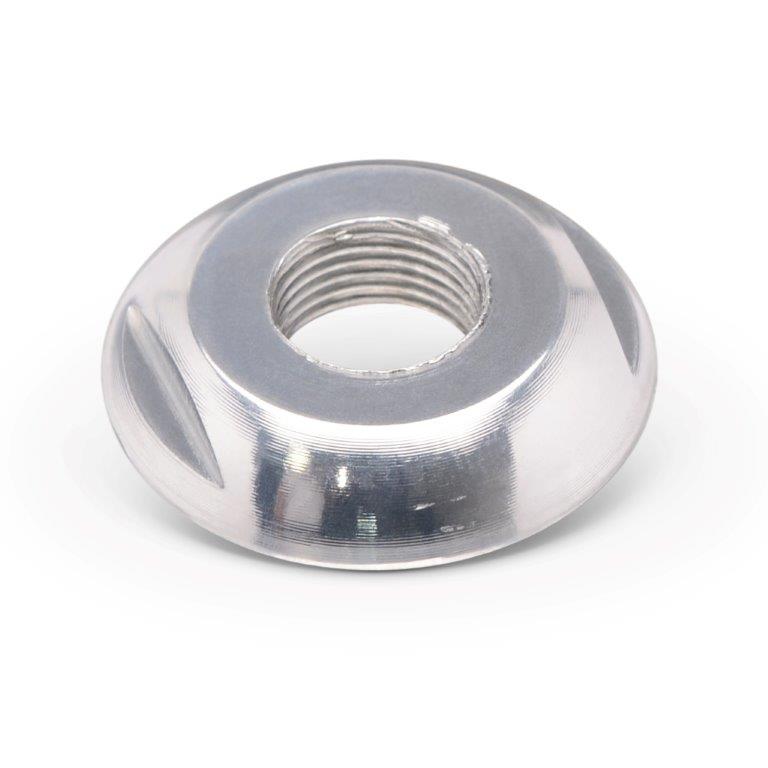 Push/pull Switch Dress-up Bezel,Aluminum,Threads onto switch,3/8-32 threads,1"OD,Bright polished finish