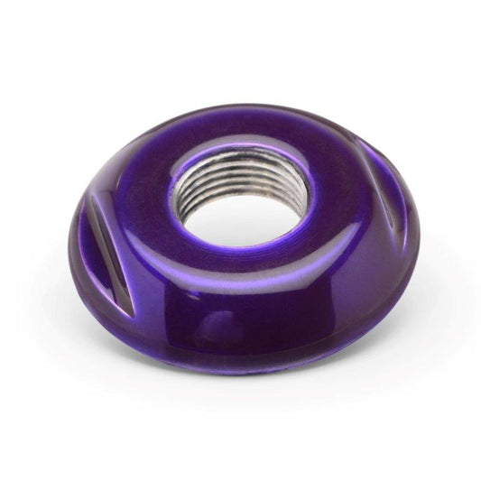 Push/pull Switch Dress-up Bezel,Aluminum,Threads onto switch,3/8-32 threads,1"OD,Bright purple finish