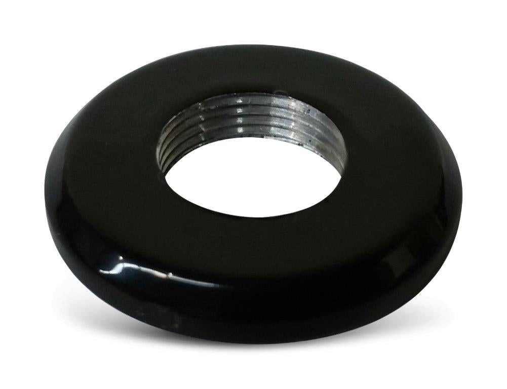 Toggle Switch Dress-up Bezel,Aluminum,Threads onto switch,15/32-32 threads,1"OD,Gloss black anodize