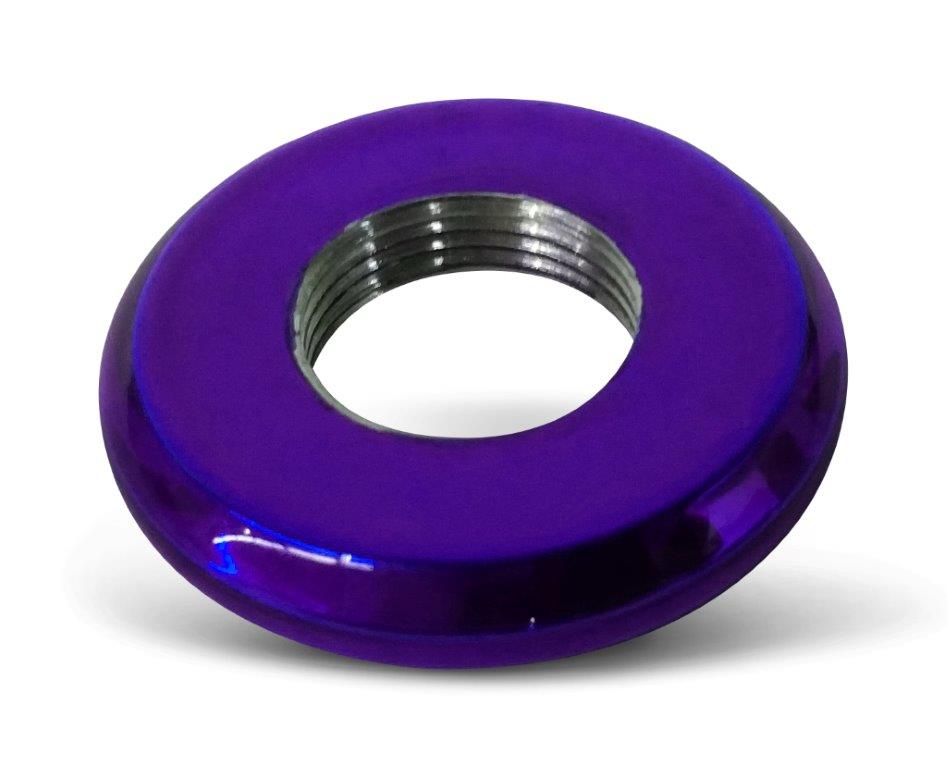 Toggle Switch Dress-up Bezel,Aluminum,Threads onto switch,15/32-32 threads,1"OD,Bright purple finish