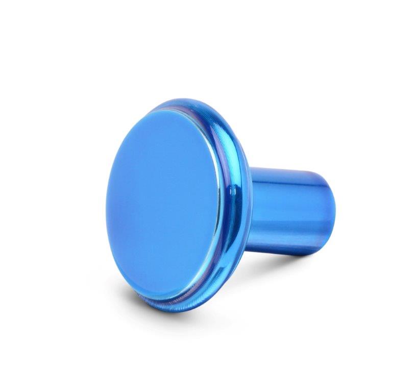 Push-Pull Switch Knob,Billet Aluminum,10-32 threads,Plain,Bright blue Fusioncoat finish