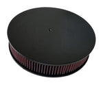 Air Cleaner,Aluminum,4150 Carb,Made In USA,14" Diameter,3" Washable cotton gauze element,Smooth Top,Matte black Fusionco