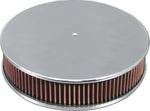 Air Cleaner,Aluminum,4150 Carb,Made In USA,14" Diameter,3" Washable cotton gauze element,Smooth Top,Bright polished fini