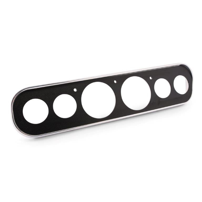 Gauge Panel,Aluminum,65-66 Mustang,Uses two 3-3/8",four 2-1/16" Gauges,Polished bezel,Black camera case insert