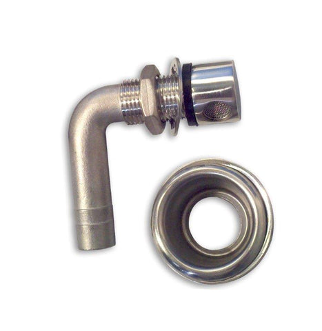 Fuel Vent,External 90 Degree,Stainless Steel,Internal Screen Baffle,For 5/8" Hose,Bright polished finish"