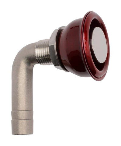 Fuel Vent,External 90 Degree,Stainless Steel,Internal Screen Baffle,For 5/8" Hose,Bright red Fusioncoat finish"