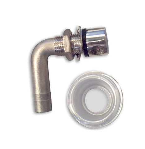 Fuel Vent,External 90 Degree,Stainless Steel,Internal Screen Baffle,For 5/8" Hose,White Fusioncoat finish"