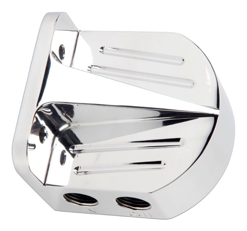 Fuel Filter Head Billet Aluminum - Bright Polished Protective Clear Coat