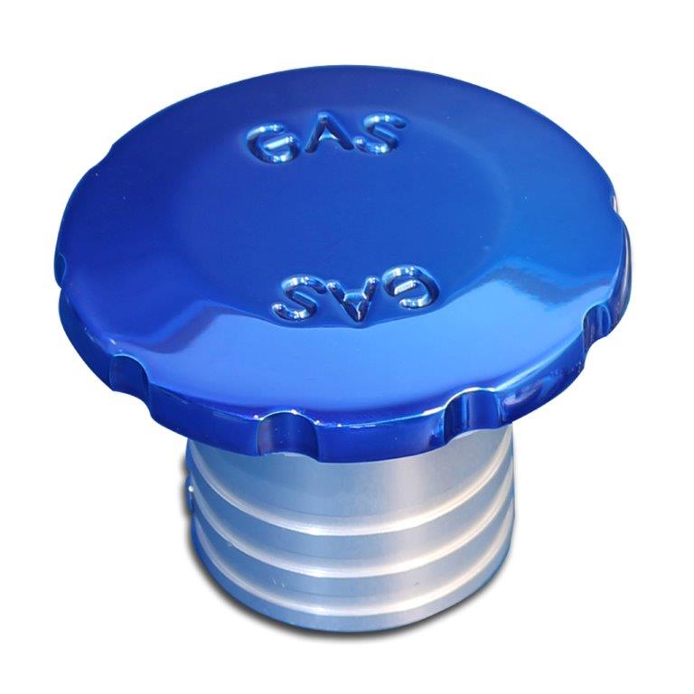 Gas Fill,Aluminum,Flush Mount,Universal,3-1/2" Diameter,Vented,Accepts 1-1/2"Fill Hose,Bright blue Fusioncoat