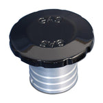 Gas Fill,Aluminum,Flush Mount,Universal,3-1/2" Diameter,Vented,Accepts 1-1/2"Fill Hose,Gloss black anodized