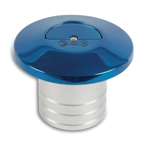 Gas Fill,Aluminum,Flip Tab,Universal,3-1/2" Diameter,Vented,Accepts 2"Fill Hose,Blue Finish