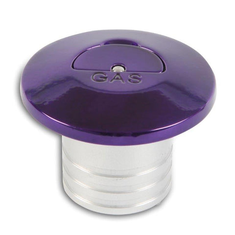 Gas Fill,Aluminum,Flip Tab,Universal,3-1/2" Diameter,Vented,Accepts 2"Fill Hose,Bright purple finish