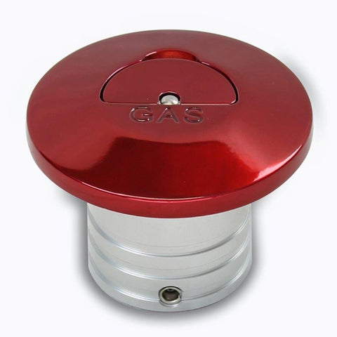 Gas Fill,Aluminum,Flip Tab,Universal,3-1/2" Diameter,Vented,Accepts 2"Fill Hose,Bright red Fusioncoat finish