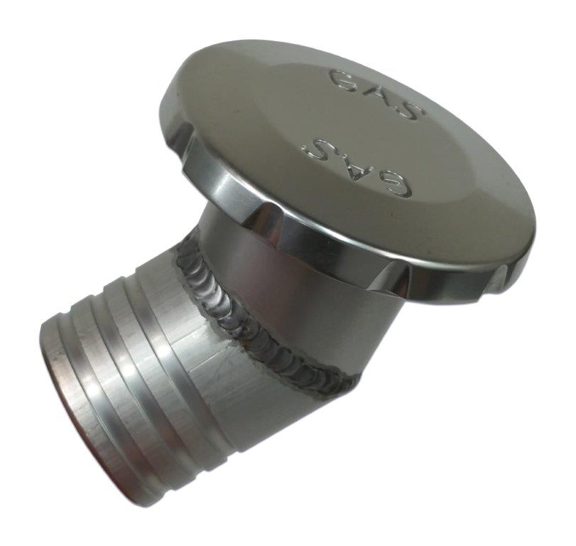 Gas Fill,Aluminum,Flush Mount,Universal,3-1/2" Diameter,Angled,Vented,Accepts 2"Fill Hose,Clear anodized