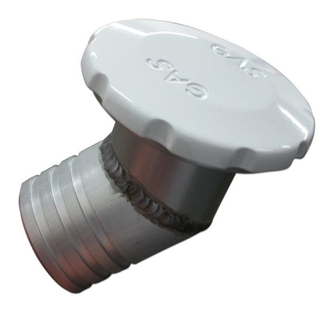 Gas Fill,Aluminum,Flush Mount,Universal,3-1/2" Diameter,Angled,Vented,Accepts 2"Fill Hose,White finish