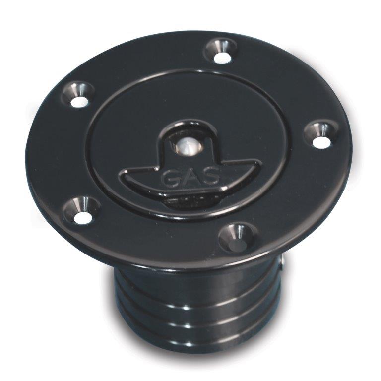 Gas Fill,Aluminum,Aircraft Style,Universal,3-3/4" Diameter,Non-Vented,Uses 2"Fill Hose,Matte black Fusioncoat