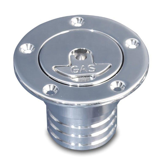 Gas Fill,Aluminum,Aircraft Style,Universal,3-3/4" Diameter,Non-Vented,Uses 2"Fill Hose,Bright polished finish