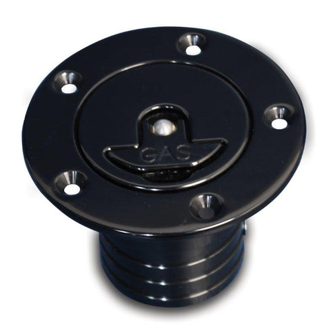 Gas Fill,Aluminum,Aircraft Style,Universal,3-3/4" Diameter,Non-Vented,Uses 1-1/2"Fill Hose,Gloss black anodize