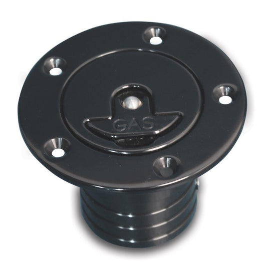 Gas Fill,Aluminum,Aircraft Style,Universal,3-3/4" Diameter,Non-Vented,Uses 1-1/2"Fill Hose,Matte black finish