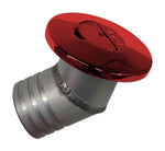 Gas Fill,Aluminum,Flip Tab,Universal,3-1/2" Diameter,Angled, Vented,Accepts 2"Fill Hose,Bright red finish