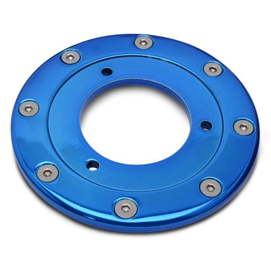 Gas Fill Dress-up Bezel,Billet aluminum,Rally style,Fits Eddie Motorsports gas fills,4 5/8"diameter,Bright blue"