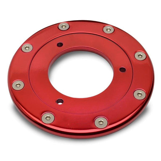 Gas Fill Dress-up Bezel,Billet aluminum,Rally style,Fits Eddie Motorsports gas fills,4 5/8"diameter,Bright red"