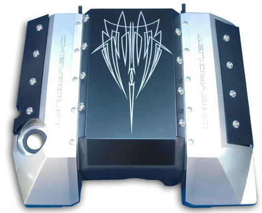 Engine Cover Kit,Gen5 Camaro,Dress Up Your Plastic Cover,Stainless Steel,Pinstrip Design,Matte black Fusioncoat finish"