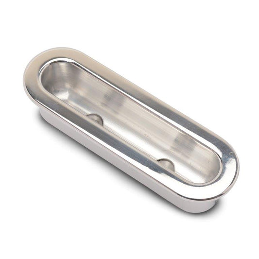 Door Pull, Billet Aluminum, Recessed, 4" X 1-1/4" X 1" Deep,Bright protective clear coat finish"