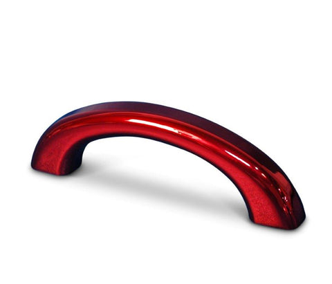 Door Pull/Grab Handle, Billet Aluminum, 7-5/8" Long, Fastens with 2-5/16" Holes, Bright red Fusioncoat finish"