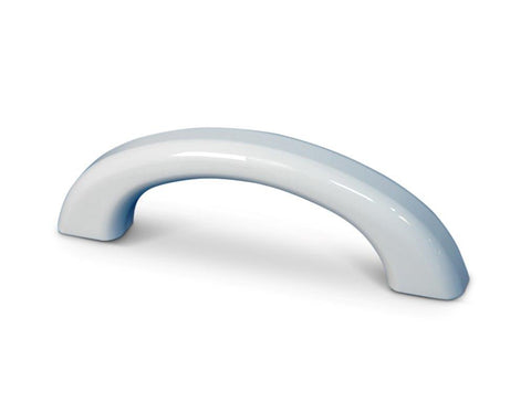 Door Pull/Grab Handle, Billet Aluminum, 7-5/8" Long, Fastens with 2-5/16" Holes, White Fusioncoat finish"
